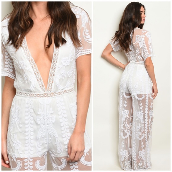 ☀️LAST2️⃣//OFF WHITE LACE JUMPSUIT - Picture 4 of 7